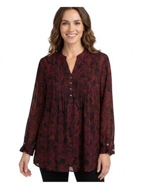 Ava & Grace Black and Red Paisley Blouse Sz 3X